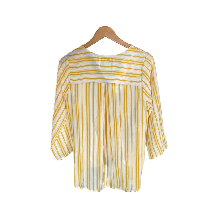 Yellow and White Striped Top Womens Size S