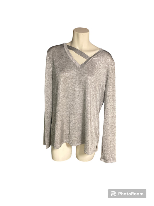 Women’s Shirt Shimmery Metallic Silver Size XL