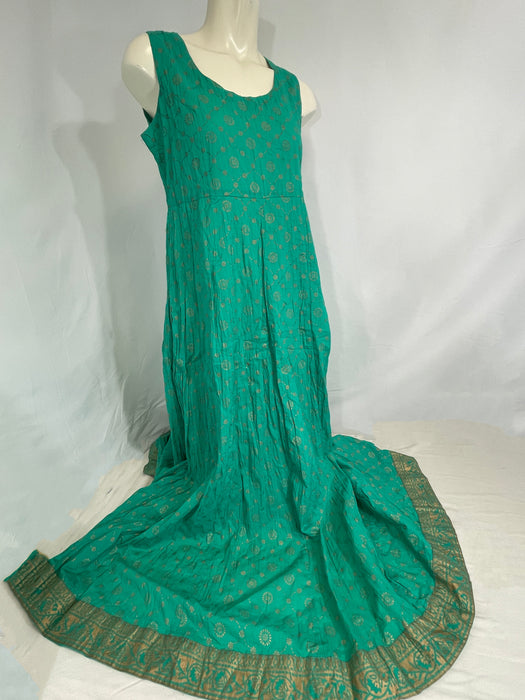 Vark Forest Green Sleeveless Full-Length Dress w/Bronze Detailing, Size M