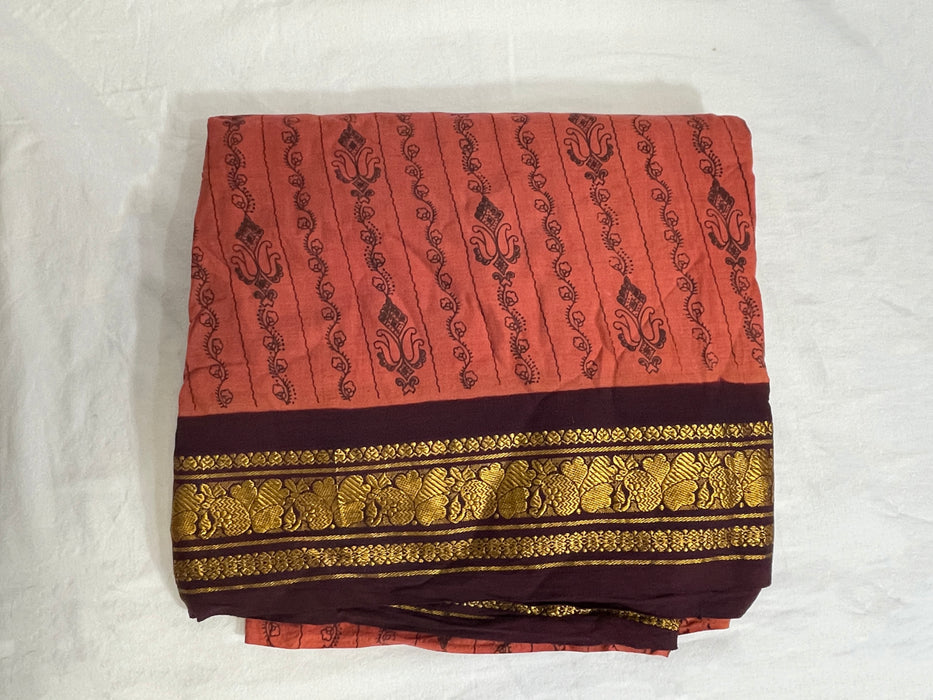 Orange & Copper Sari, 44" x 6 yards