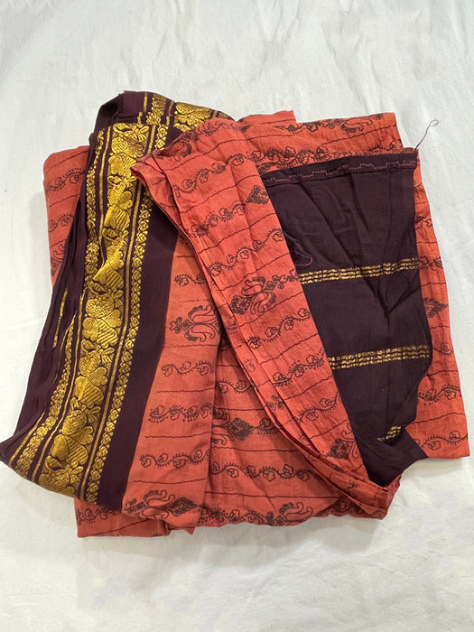 Orange & Copper Sari, 44" x 6 yards