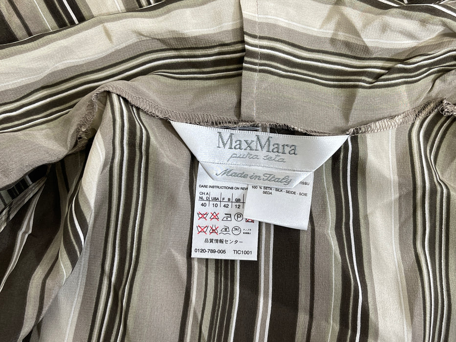 Striped Max Mara Italian-Made Women's Sleeveless, Open-Shoulder Dress, Size 10