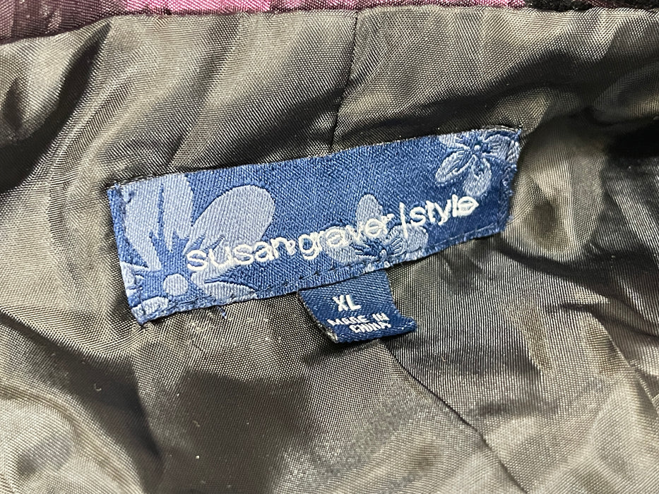 Susan Graver Style Metallic Floral Jacket, Size XL
