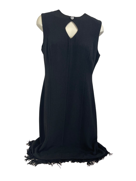 J. Peterman Knee-Length Black Fringe Dress, Size L -- NWT