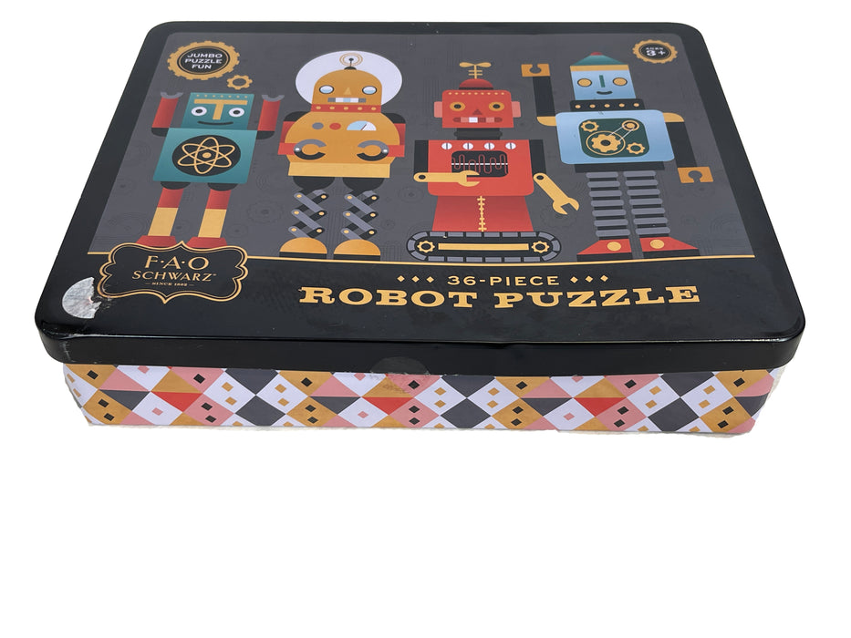 FAO Schwarz Robot Themed 36-Piece Puzzle in Collectible Tin