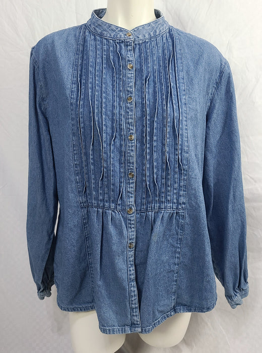 North Style blue denim button down blouse