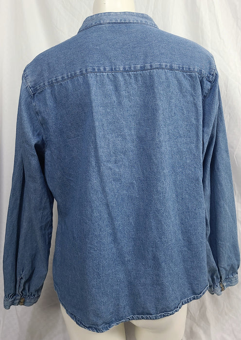 North Style blue denim button down blouse