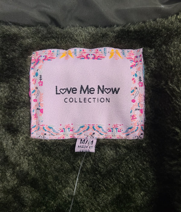 NWT Love Me Now green coat with fur hood
