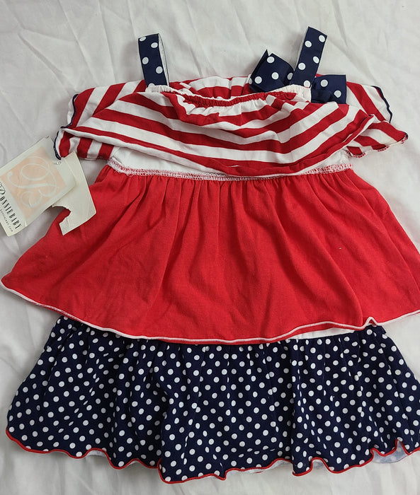 NWT Bonnie Baby American Flag ruffled dress 18M