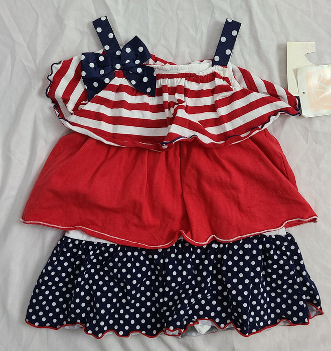 NWT Bonnie Baby American Flag ruffled dress 18M