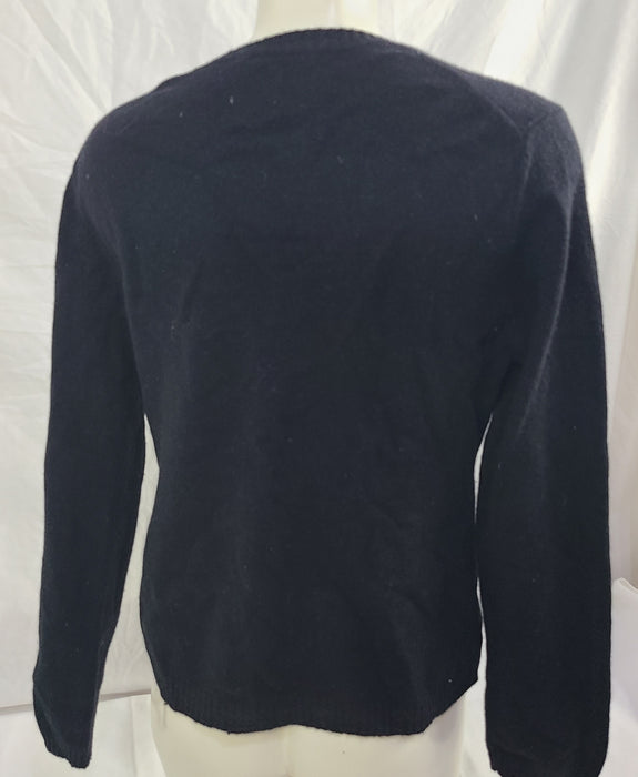 Garnet Hill black button down snowflake sweater, size L