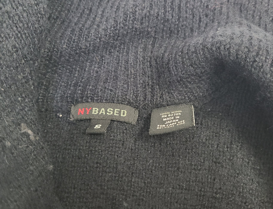 NY Based black zip up wool sweater, size S