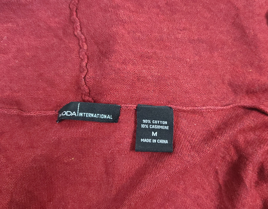 Moda International red cotton/cashmere cardigan, size M