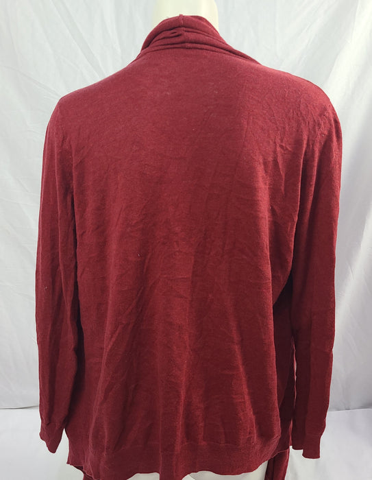 Moda International red cotton/cashmere cardigan, size M