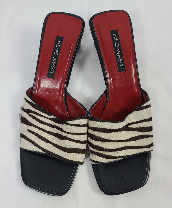 Nine West zebra/red heels, size 9