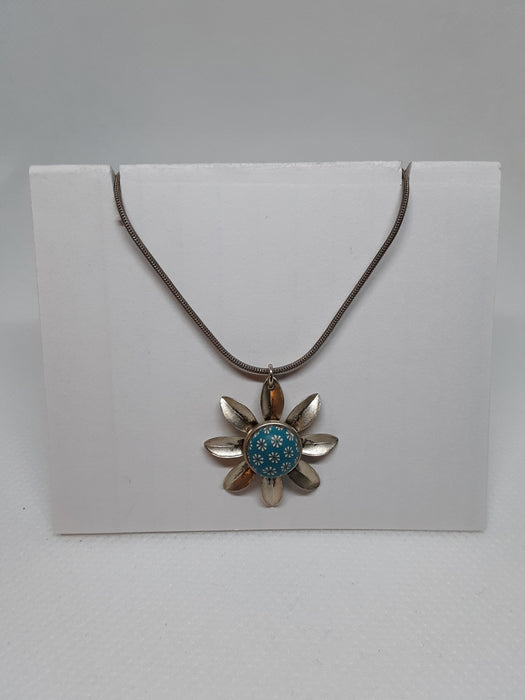 925 Sterling Italy flower necklace