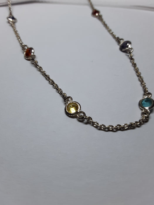 Goldtone necklace with multicolored glass beads