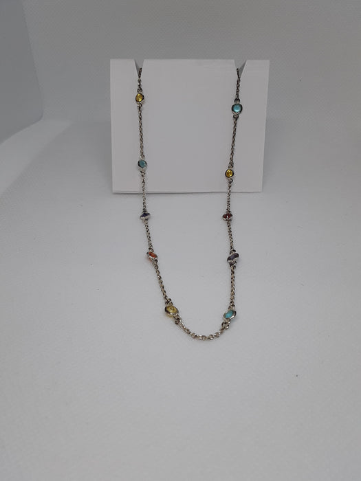 Goldtone necklace with multicolored glass beads
