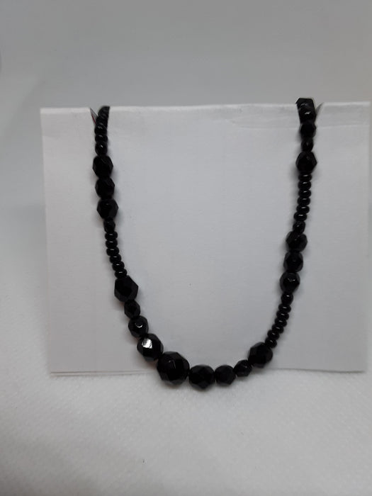 Black beaded necklace and earrings
