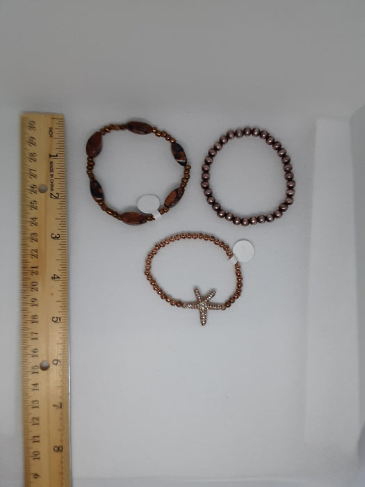 Bronze tone stretch bracelet bundle