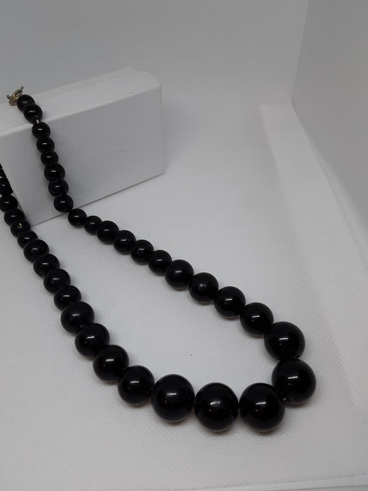 Black beaded necklace and earring set