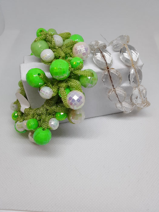 Clear and green stretch bracelet bundle