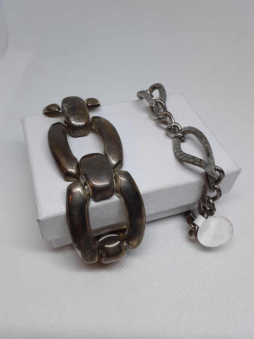 Silvertone chain link bracelet bundle