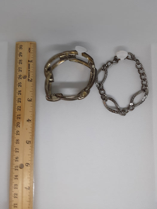 Silvertone chain link bracelet bundle