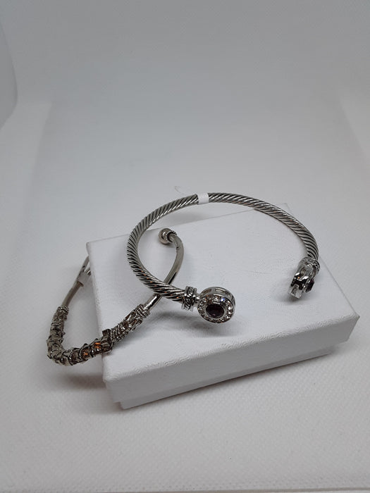 Silvertone metal cuff bracelet bundle