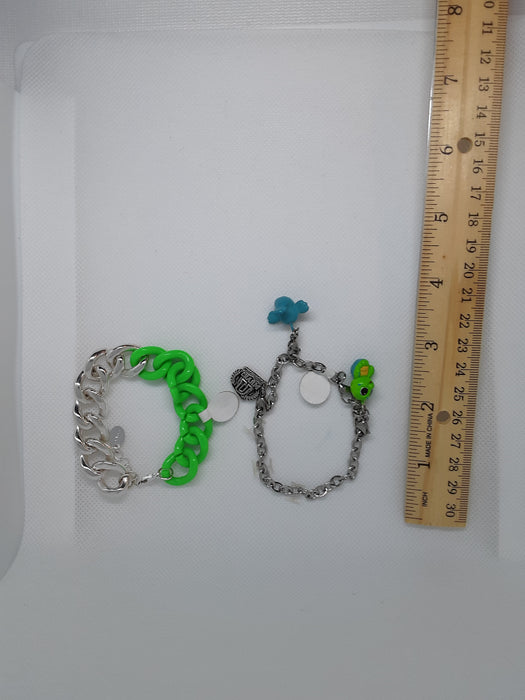 Silvertone charm bracelet bundle