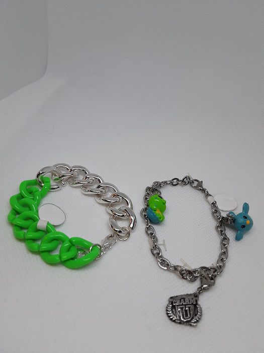 Silvertone charm bracelet bundle