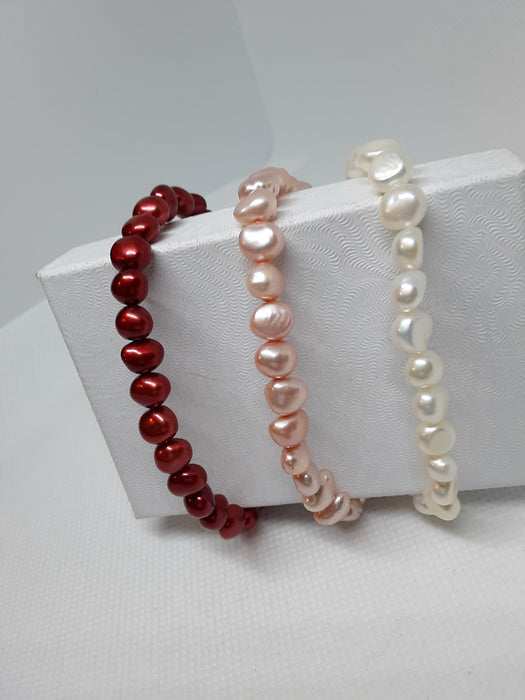 Faux freshwater pearl stretch bracelet bundle
