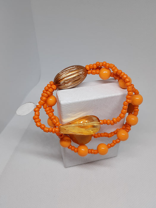 Orange stretch bracelet bundle