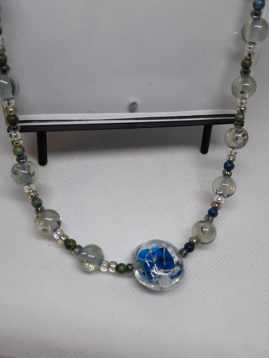 Seafoam green stone beaded necklace