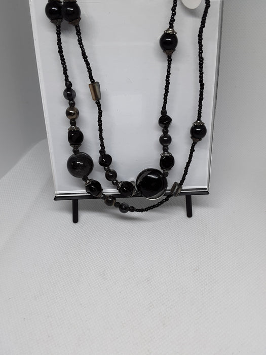 Black beaded necklace with glass beads