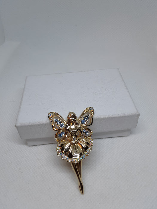 Monet goldtone angel ballerina brooch