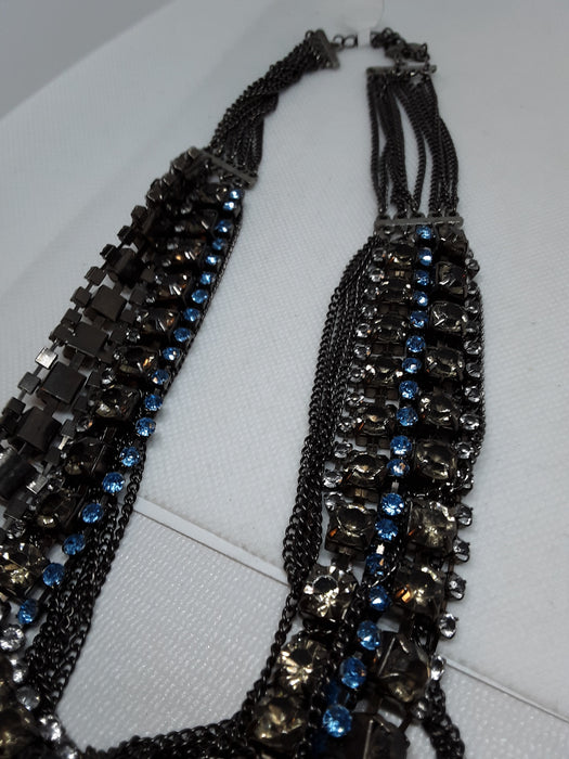 Laila Rowe silvertone necklace with rhinestones