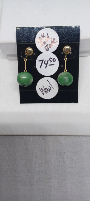 10K Gold Jade Earrings