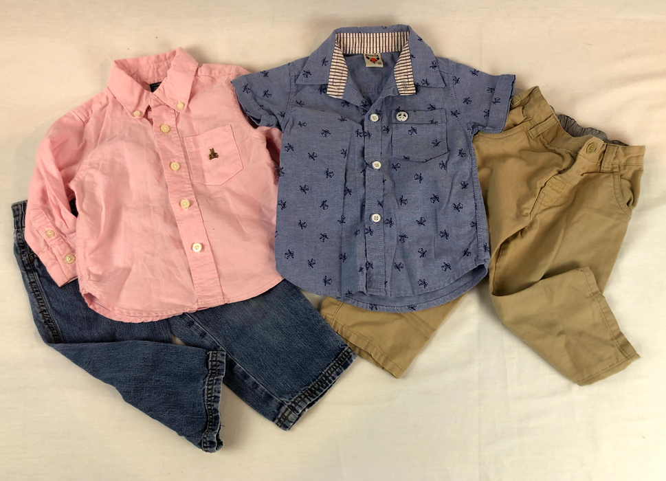 4 Piece Boys Pants and Shirts Bundle Size 12-18m