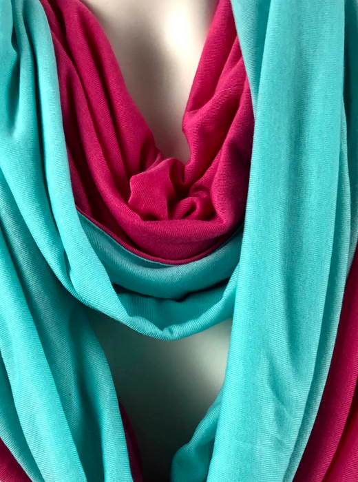 Pink and Teal Infinity Scarf