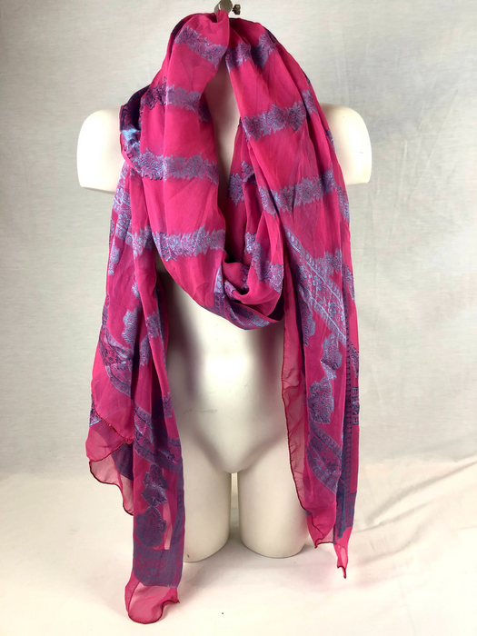 Womens Pink and Blue Scarf