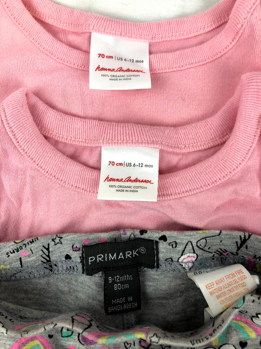 Baby Girl Hanna Andersson and Primark Tops and Pants Bundle (3) Size 6-12m