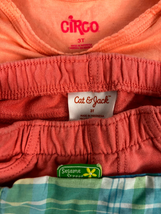 3 Piece Circo T-Shirt, Cat & Jack Shorts and Sesame Street Capris Bundle Size 3T
