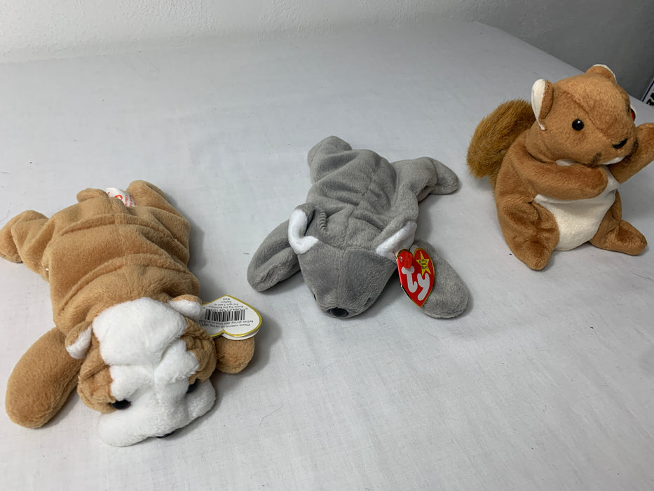 Bundle TY Beanie Babies Collection: Mel, Nuts, Wrinkles