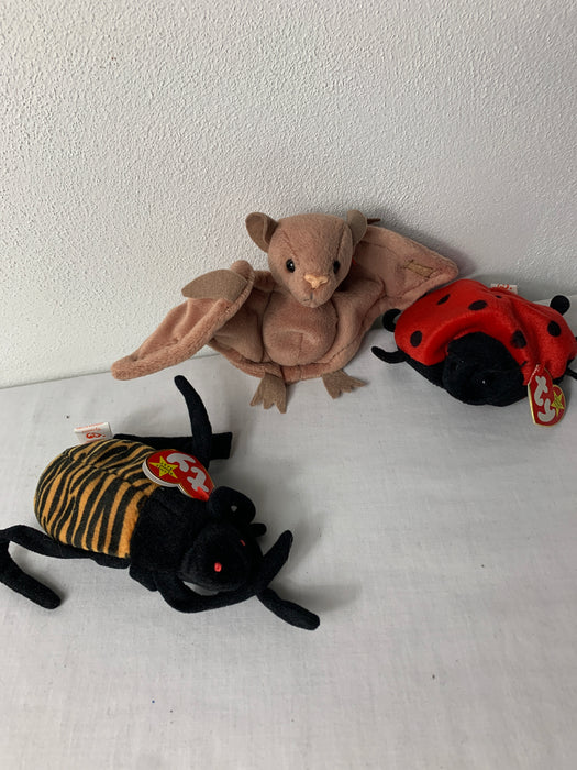 Bundle TY Beanie Babies Collection: Spinner, Batty, Lucky