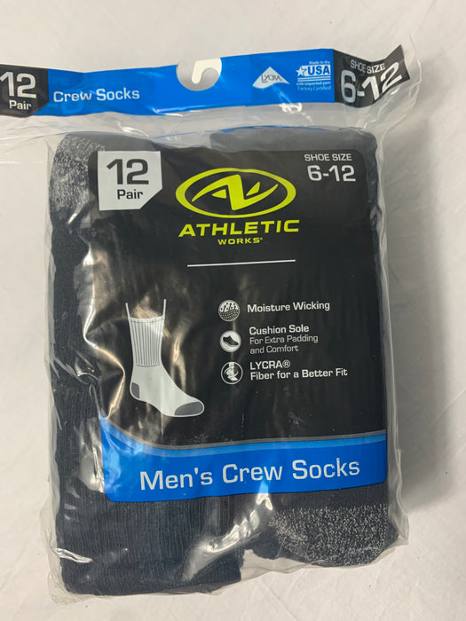 NWT Athletic Works Men's Crew Socks Size 6-12