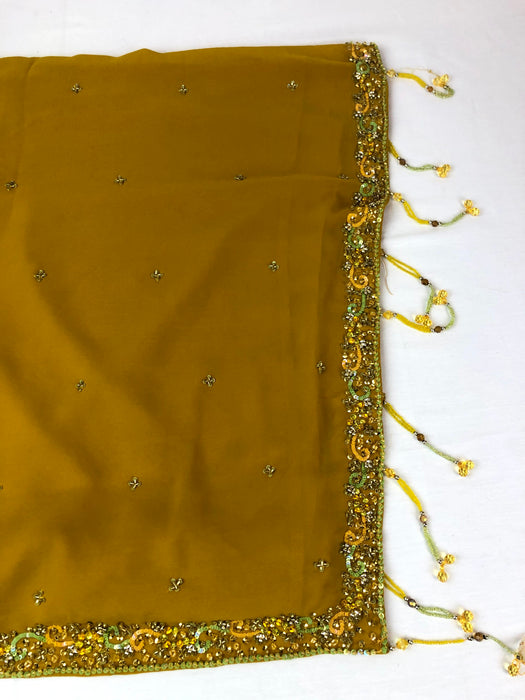 Womens Mustard Yellow Sari Fabric