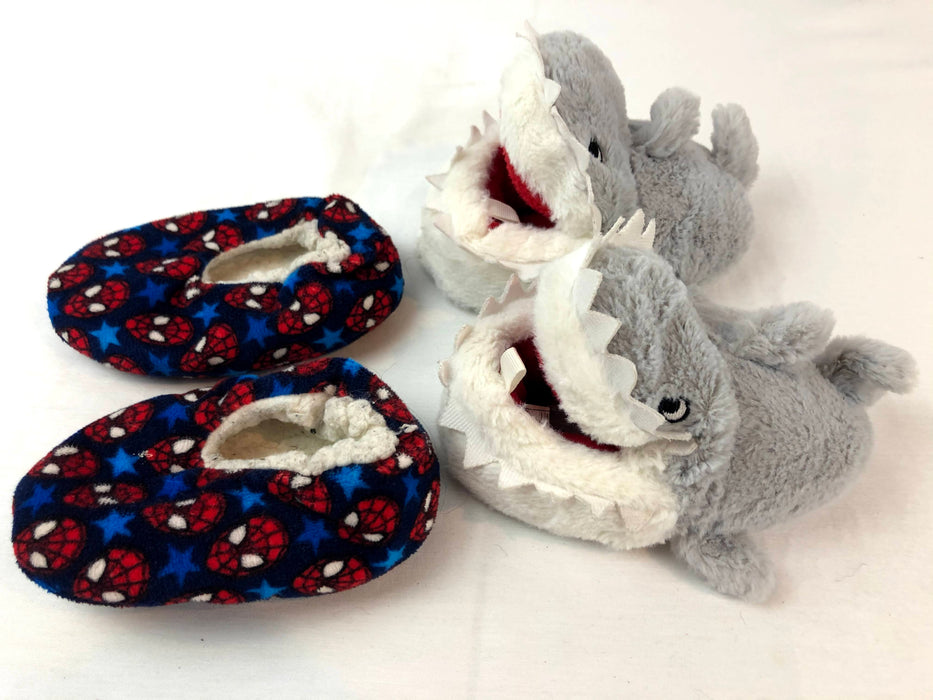 Carters Shark and Spiderman Slippers Bundle (2) Size S 5/6