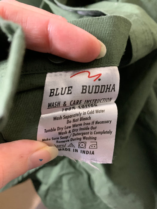 Blue Buddha Button Down Shirt Size Large