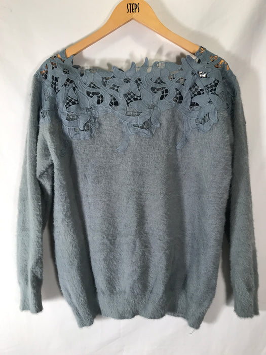 Fuzzy Blue Women's Sweater Medium